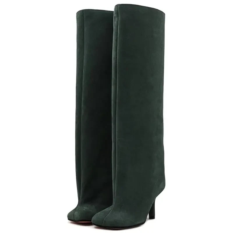Chic Suede Square Toe Knee High Boots