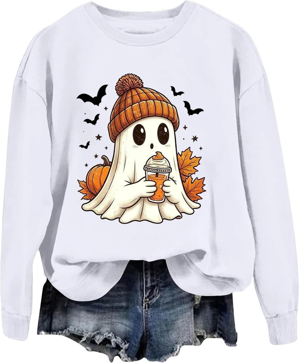 Pumpkin Ghost Printed Sweatshirt