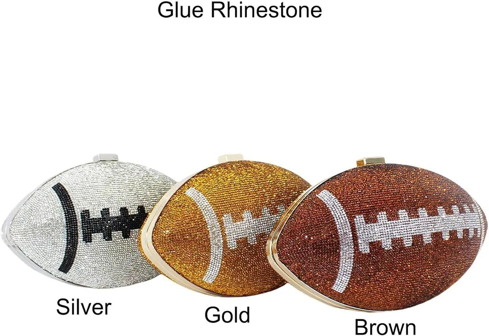 Football Shaped Rhinestone Crossbody Bag