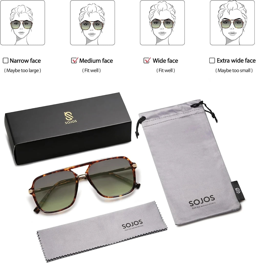 SOJOS Polarized Square Aviator Sunglasses