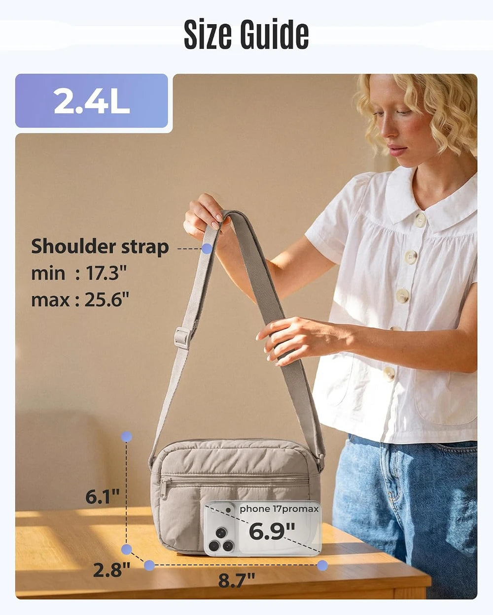 Water-Resistant Puffy Crossbody Bag