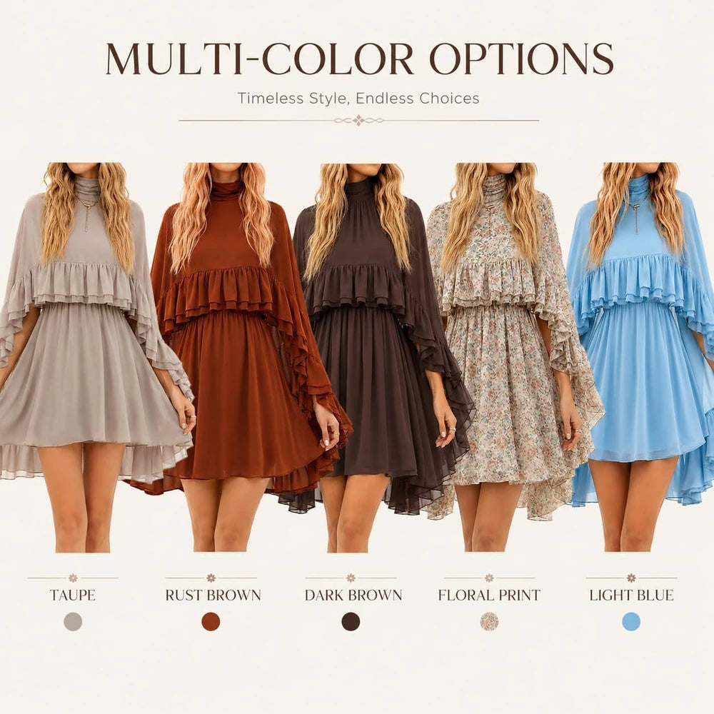 Chiffon Cape Mini Dress