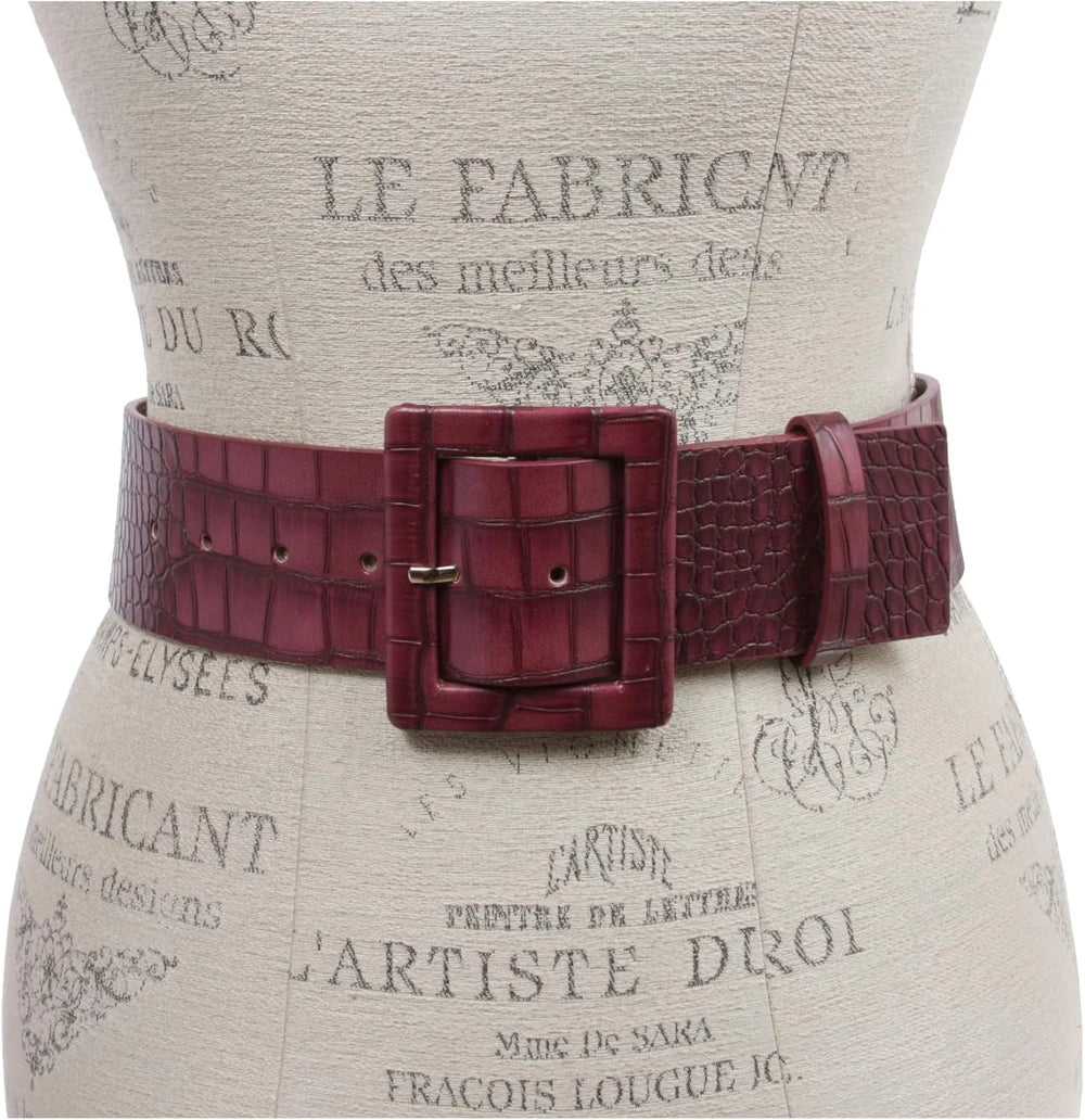 Croc Embossed Faux Leather Waist Belt