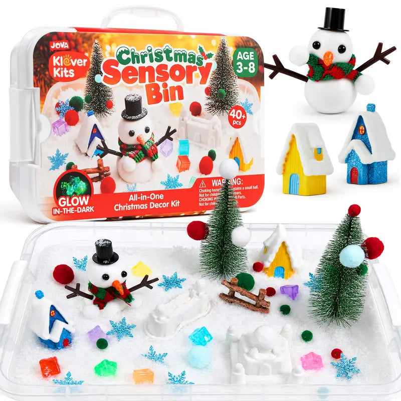 Klever Kits Construction Sensory Bin for Toddlers with Glow in the Dark Stones, Sandbox with Lid Castle Building Kit, Preschool Learning Activities Gifts for Boys Girls Age 3,Outer Space/Pet/ Dinosaur/Ocean/Witch’S Magic Soup,Halloween Gift