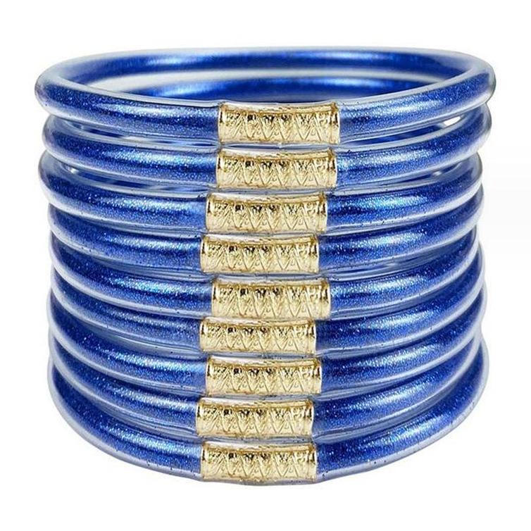 9-Piece Jelly Bangle Bracelets for Women, Trendy Solid Hue Bracelet Stacks, Stackable Jewelry for Party & Daily Wear, Party Wear, Solid Hues, Stacked Set, Basic, Female, Modern, Beads, Leopard Print, Champagne Gold, Beaded Bracelet Set, Fashionable Bracel