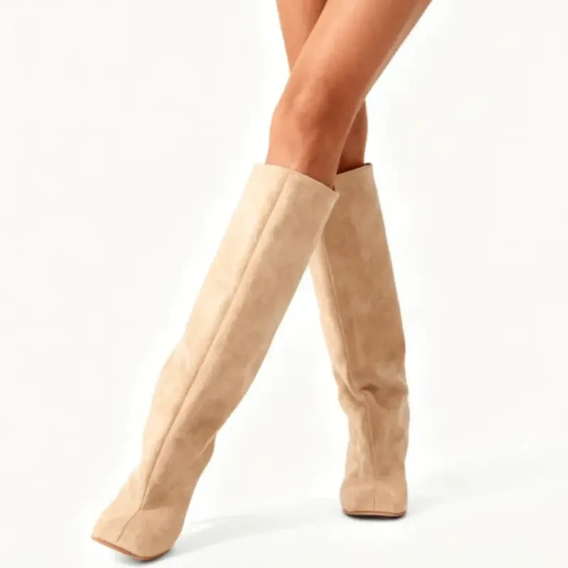 Chic Suede Square Toe Knee High Boots