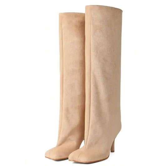 Chic Suede Square Toe Knee High Boots