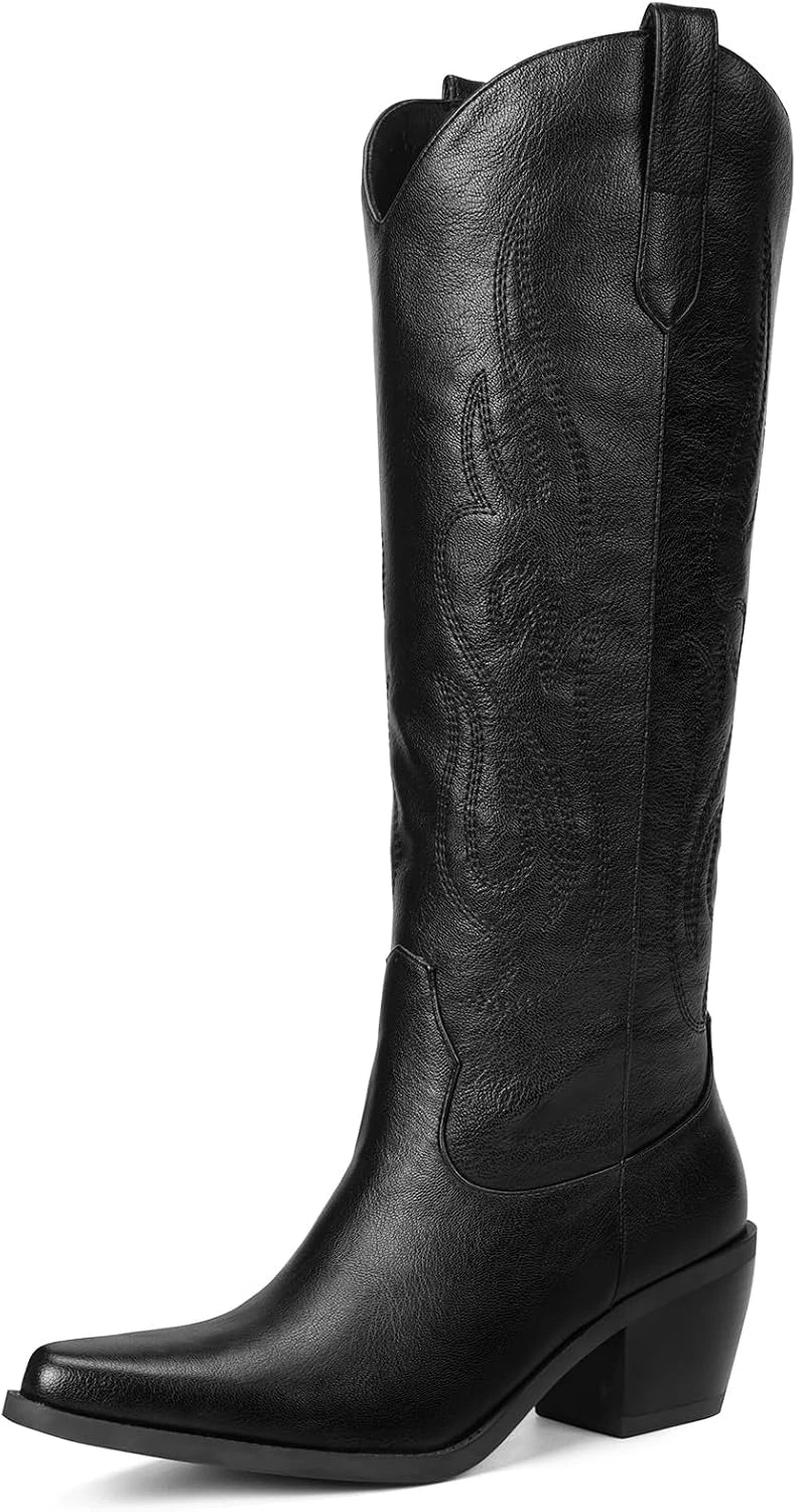 Embroidered Knee High Cowboy Boots