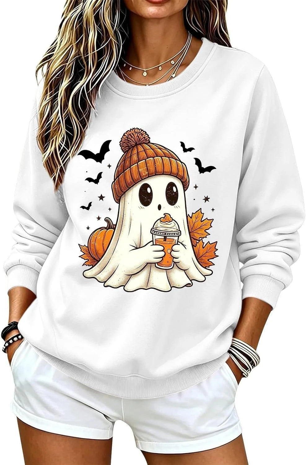 Pumpkin Ghost Printed Sweatshirt