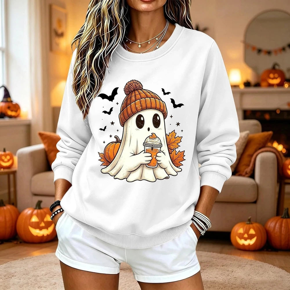Pumpkin Ghost Printed Sweatshirt