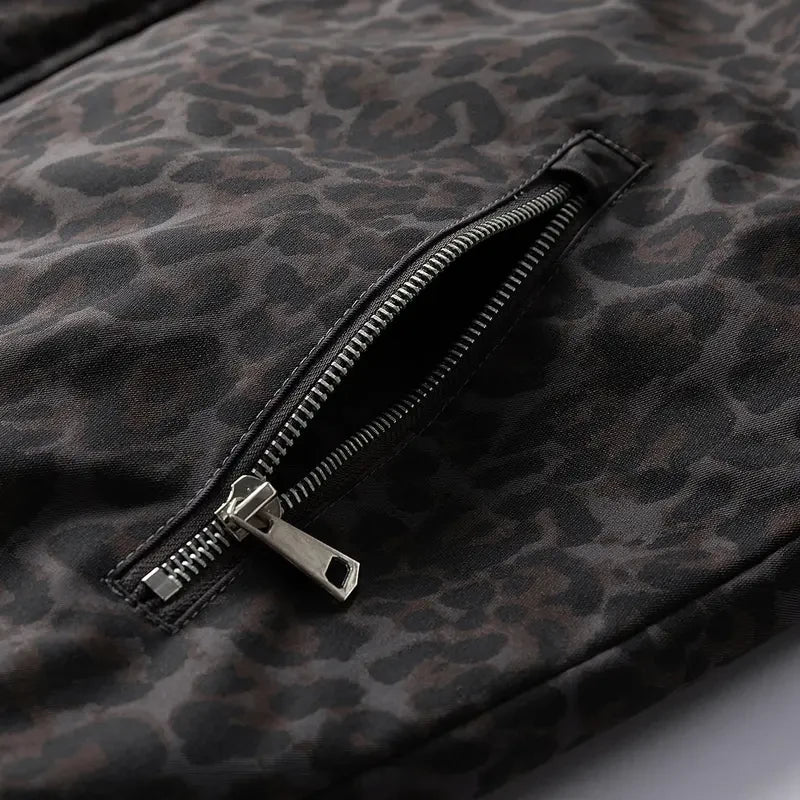 Vintage Leopard Print Fleece Lined Jacket