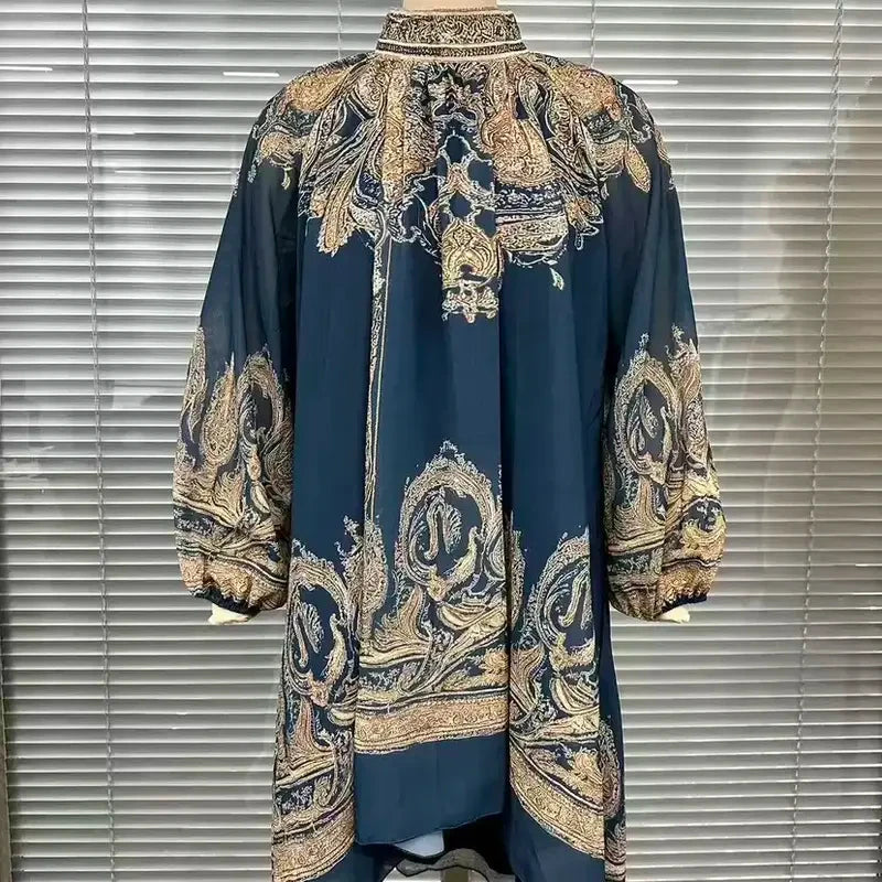 Vintage Printed Chiffon Casual Dress