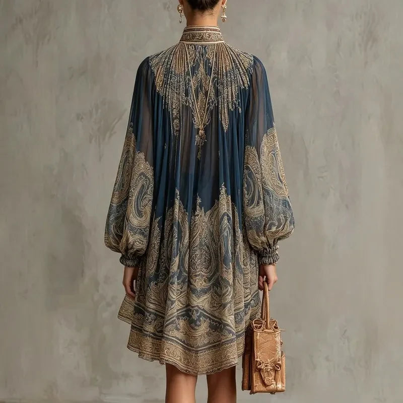 Vintage Printed Chiffon Casual Dress