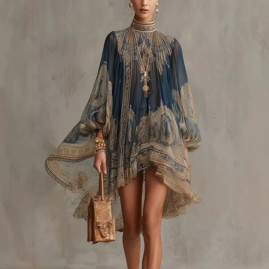 Vintage Printed Chiffon Casual Dress