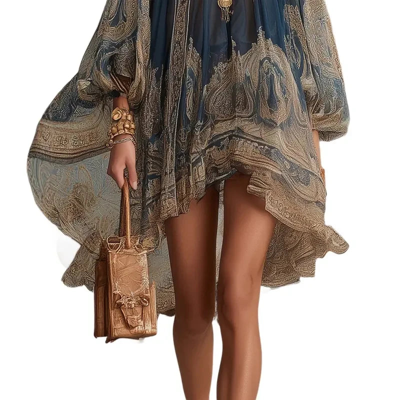 Vintage Printed Chiffon Casual Dress