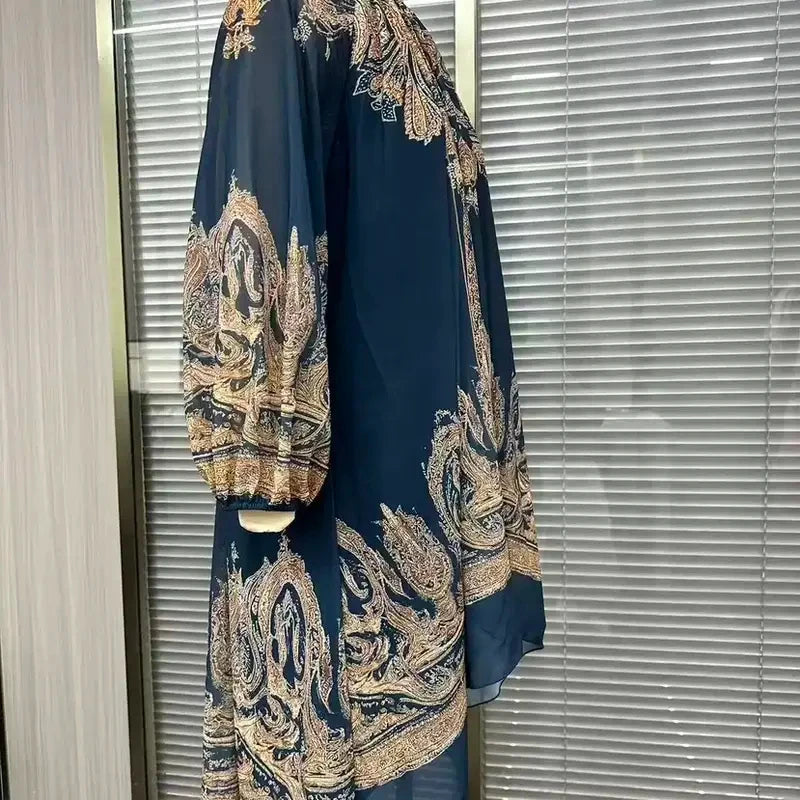 Vintage Printed Chiffon Casual Dress
