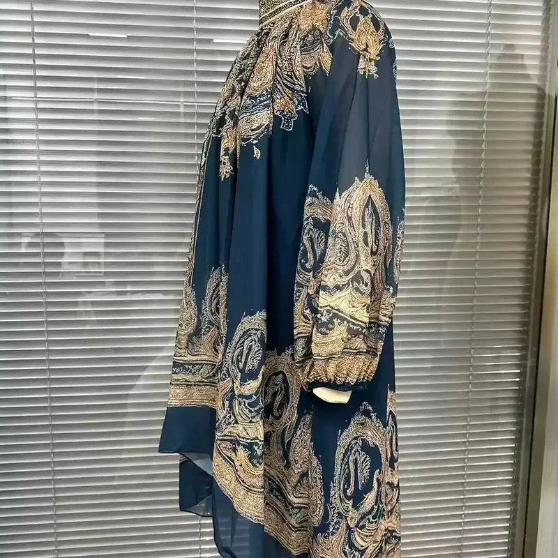 Vintage Printed Chiffon Casual Dress