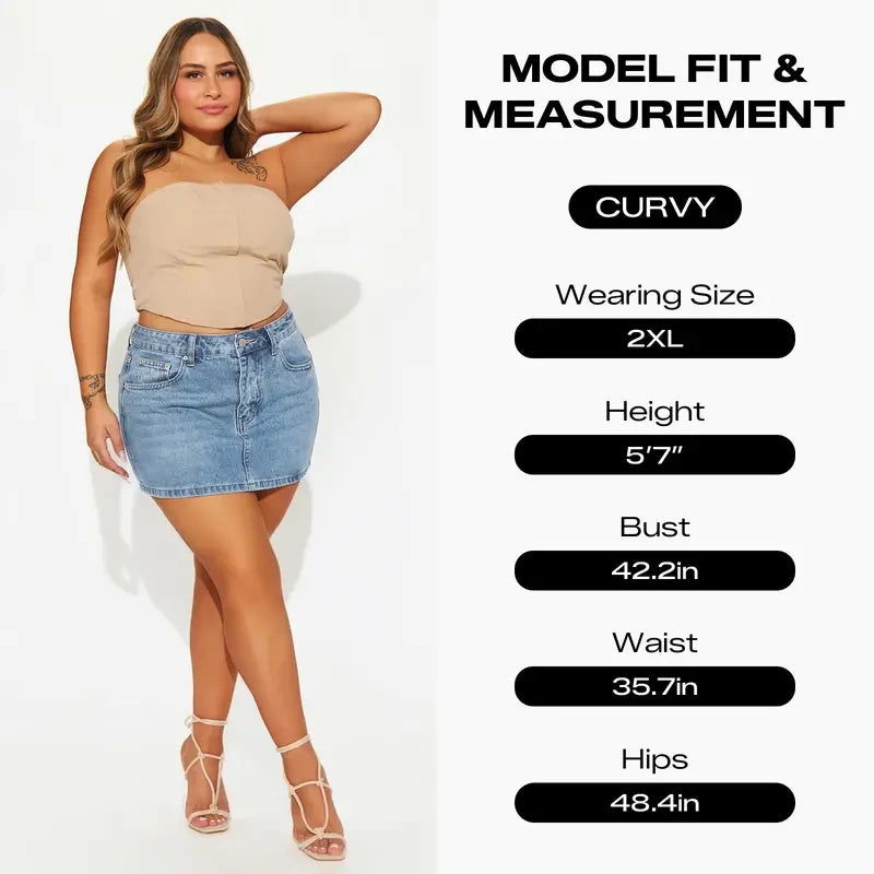 Low Waist Denim Skirt Skort