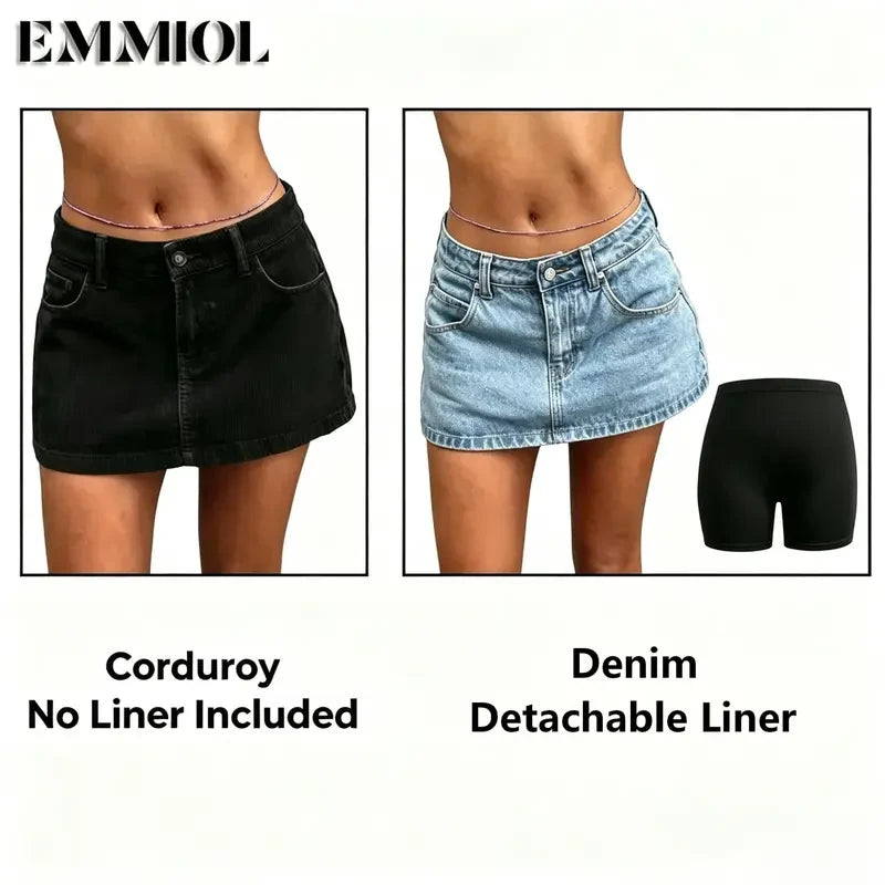Low Waist Denim Skirt Skort