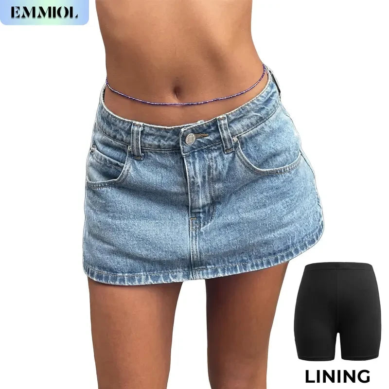 Low Waist Denim Skirt Skort