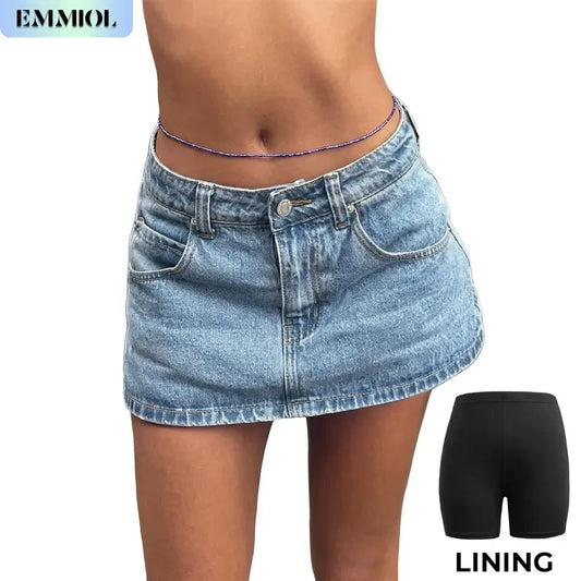 Low Waist Denim Skirt Skort
