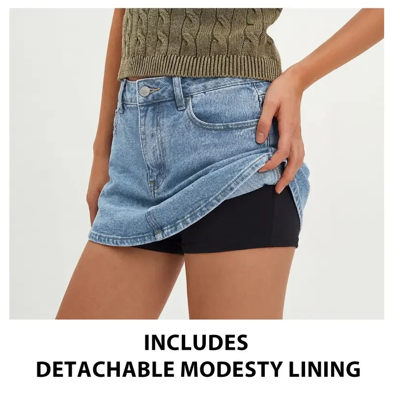 Low Waist Denim Skirt Skort
