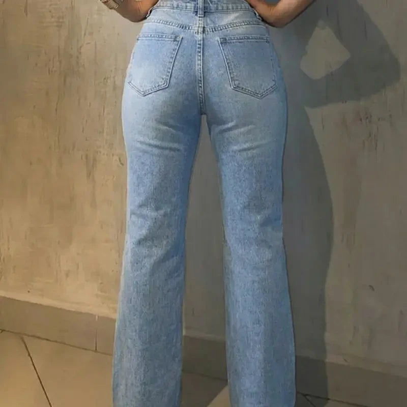 Rhinestone Flare Distressed Jeans