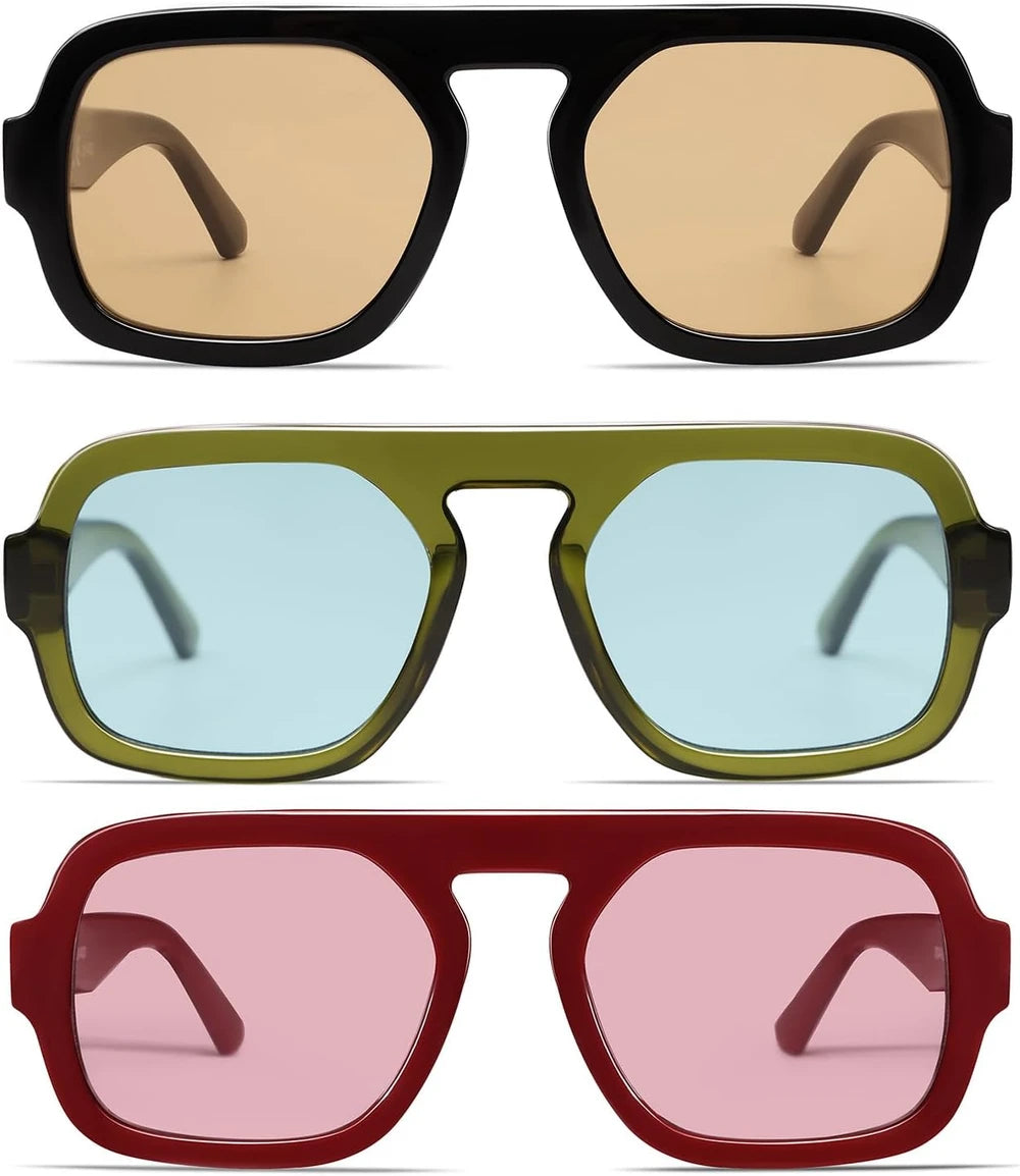 Retro Square Aviator Sunglasses