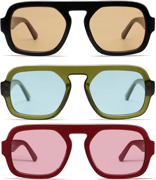 Retro Square Aviator Sunglasses