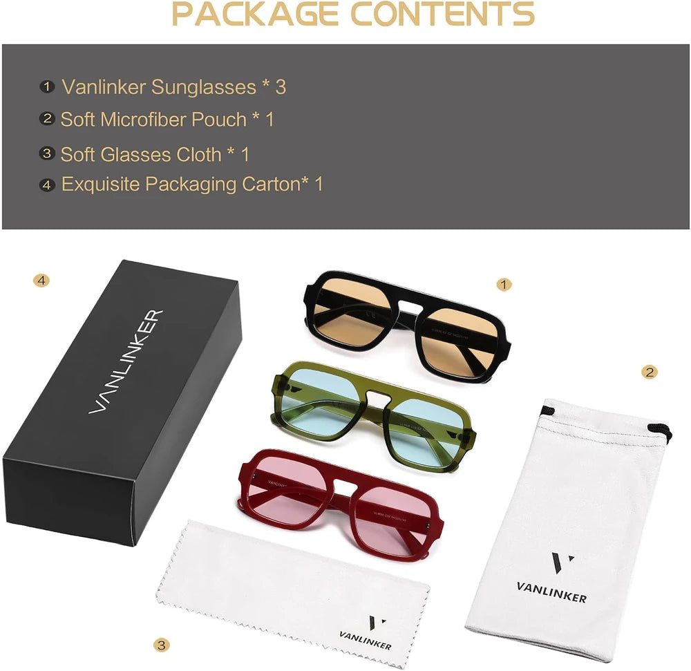 Retro Square Aviator Sunglasses