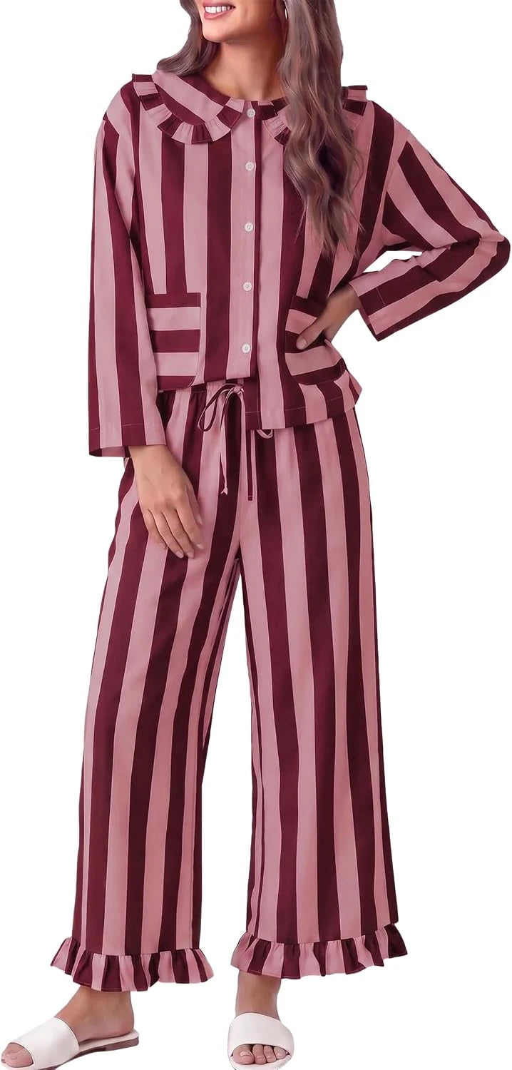 Striped Long Sleeve Lounge Set