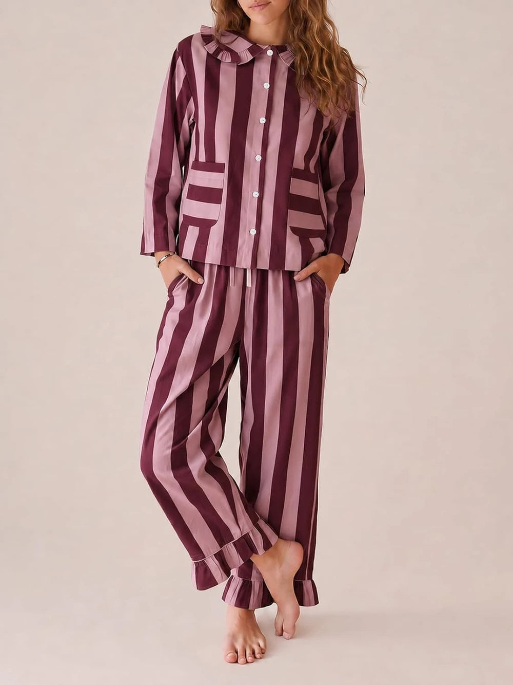 Striped Long Sleeve Lounge Set