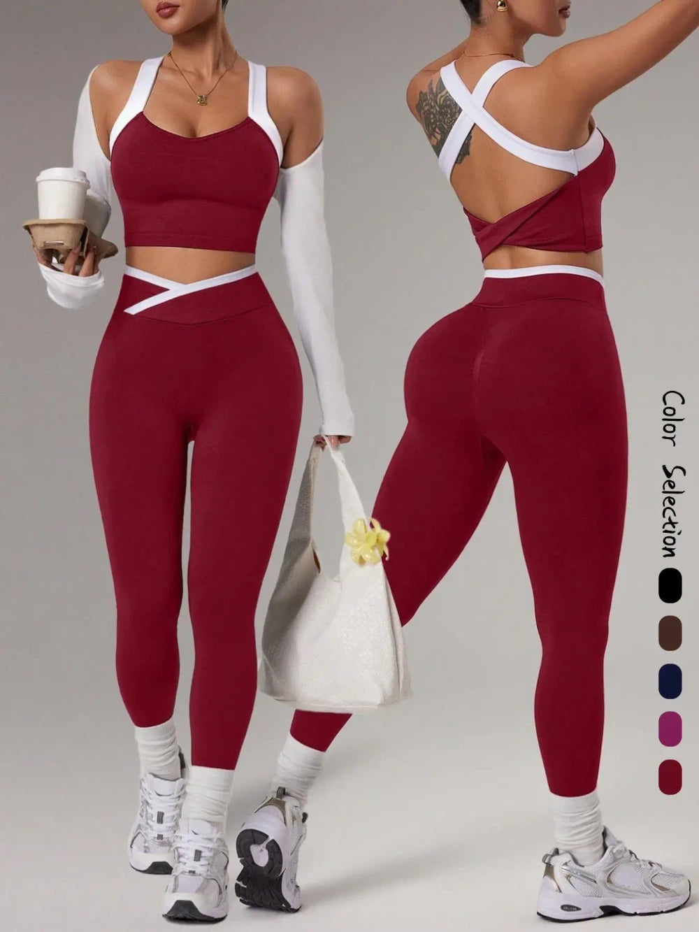 Colorblock Seamless Yoga Outfit