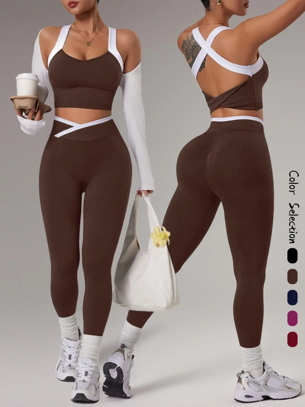 Colorblock Seamless Yoga Outfit