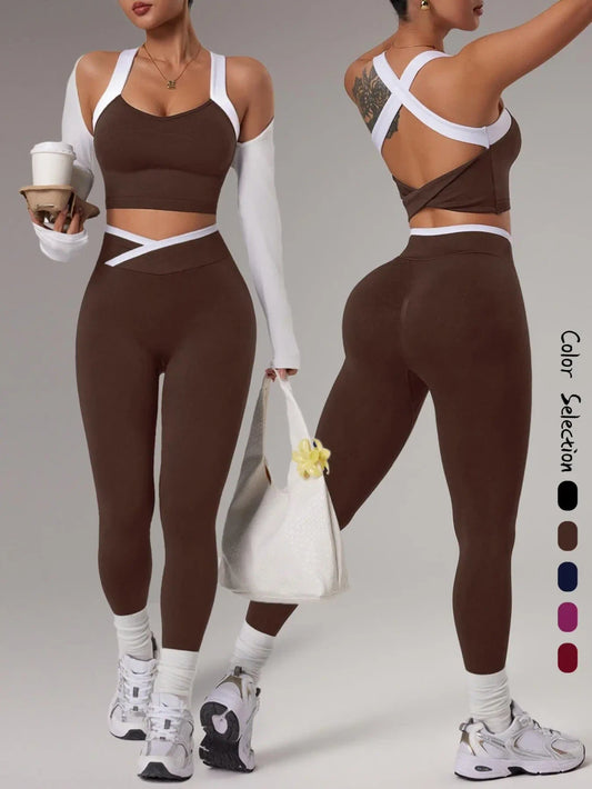 Colorblock Seamless Yoga Outfit