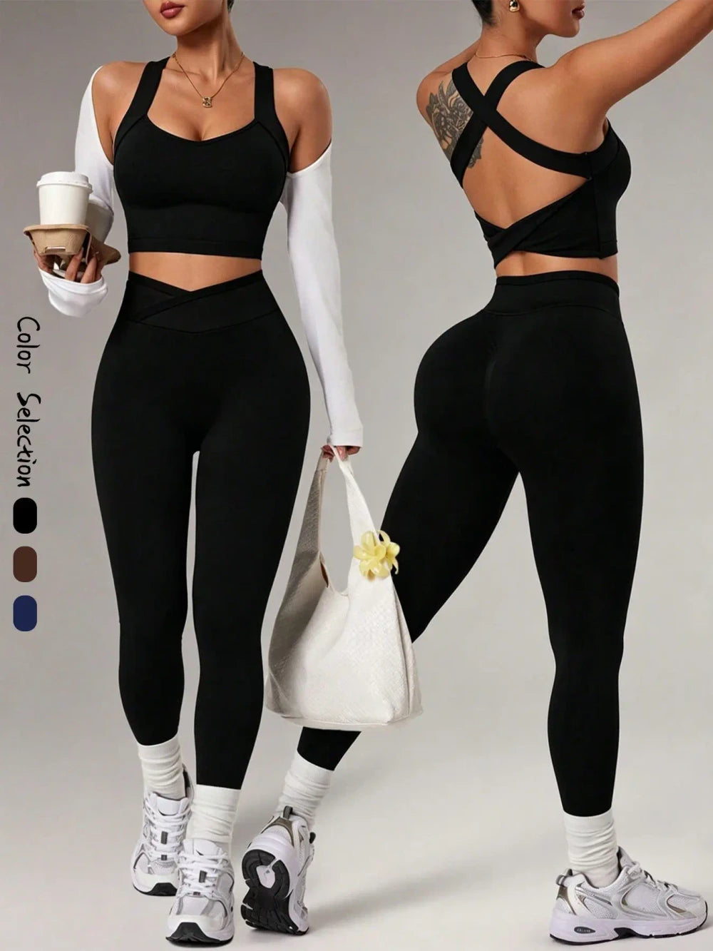 Colorblock Seamless Yoga Outfit