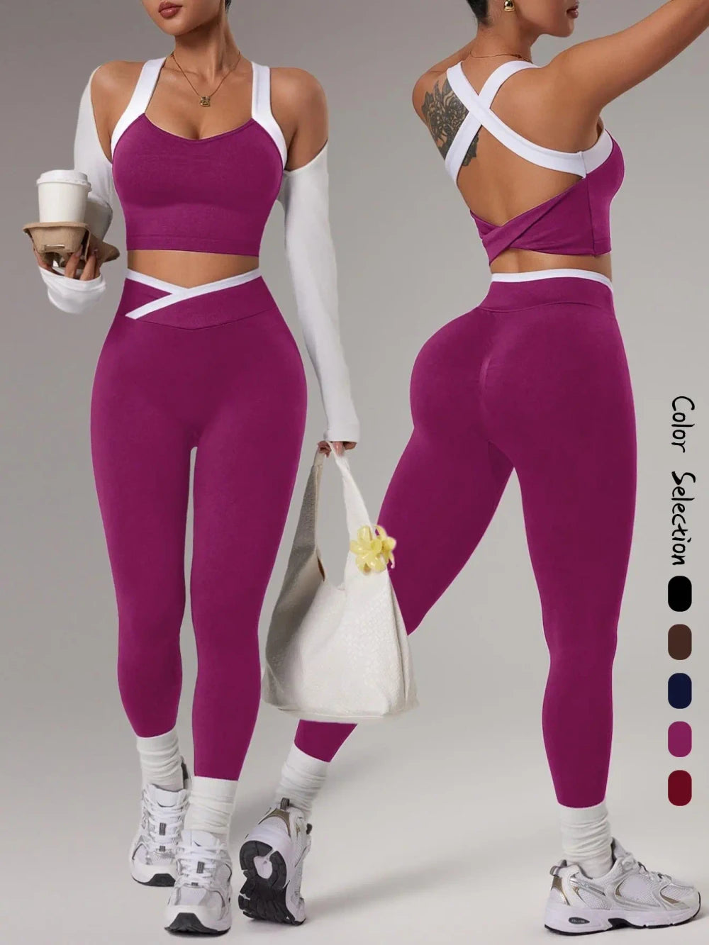 Colorblock Seamless Yoga Outfit