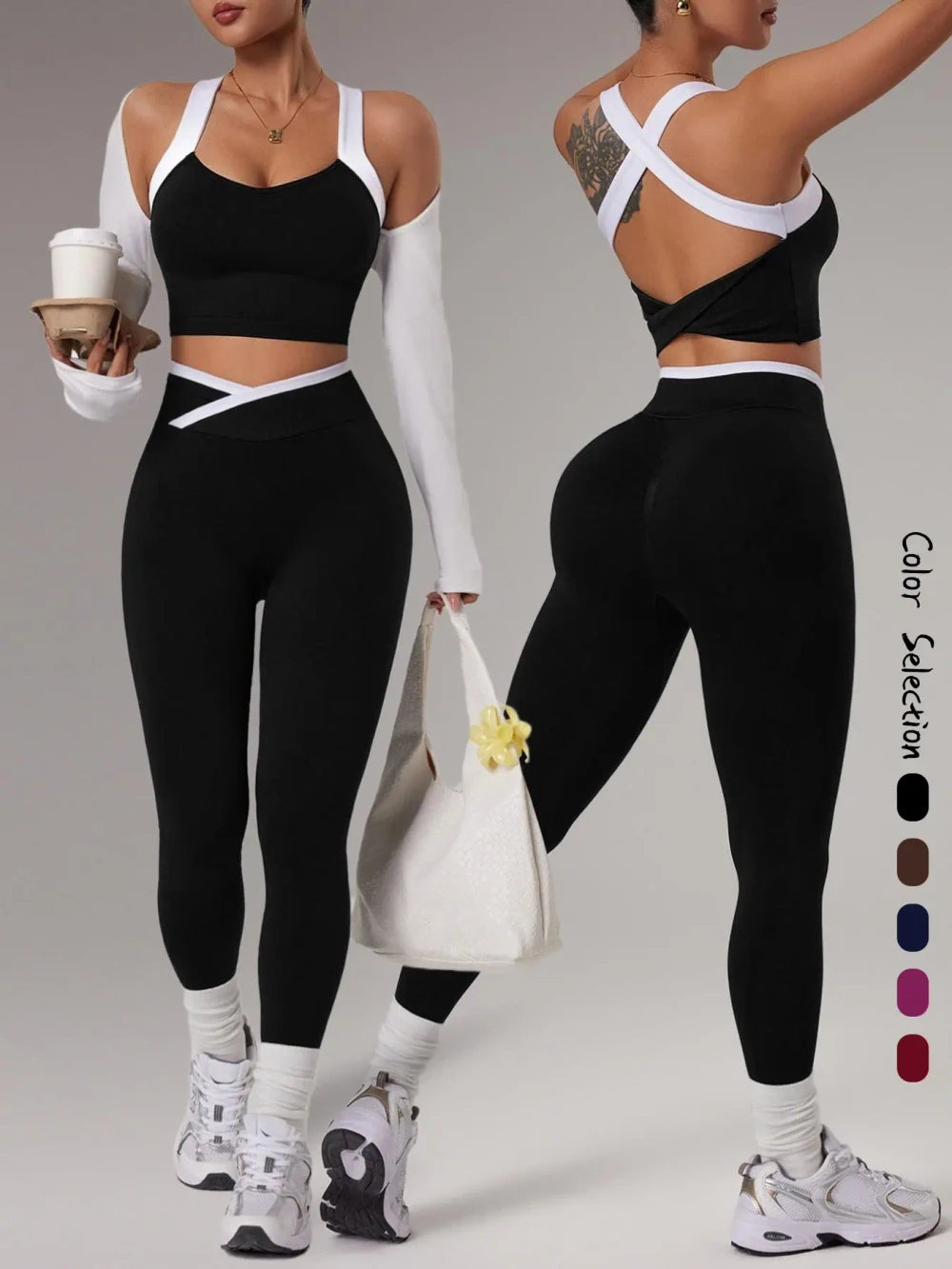 Colorblock Seamless Yoga Outfit
