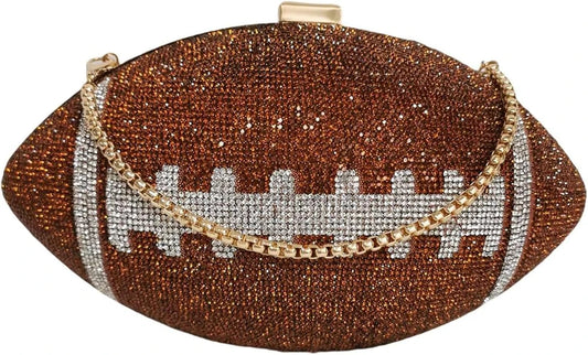 Football Shaped Rhinestone Crossbody Bag