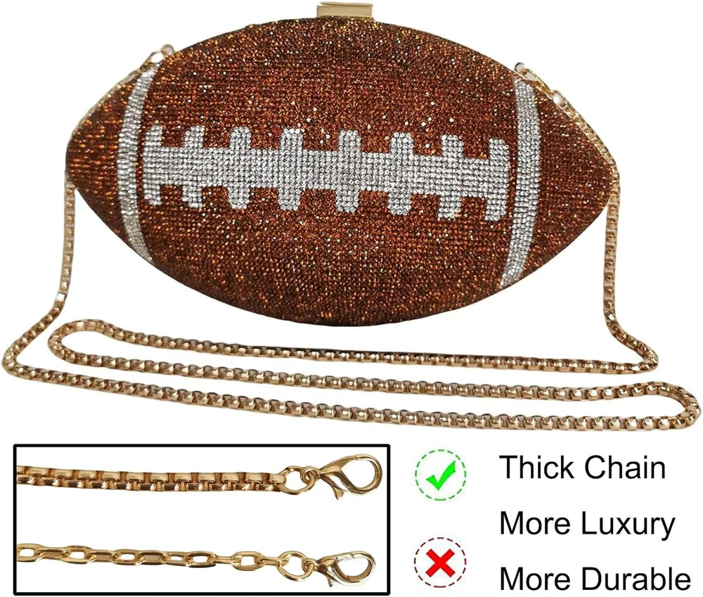 Football Shaped Rhinestone Crossbody Bag