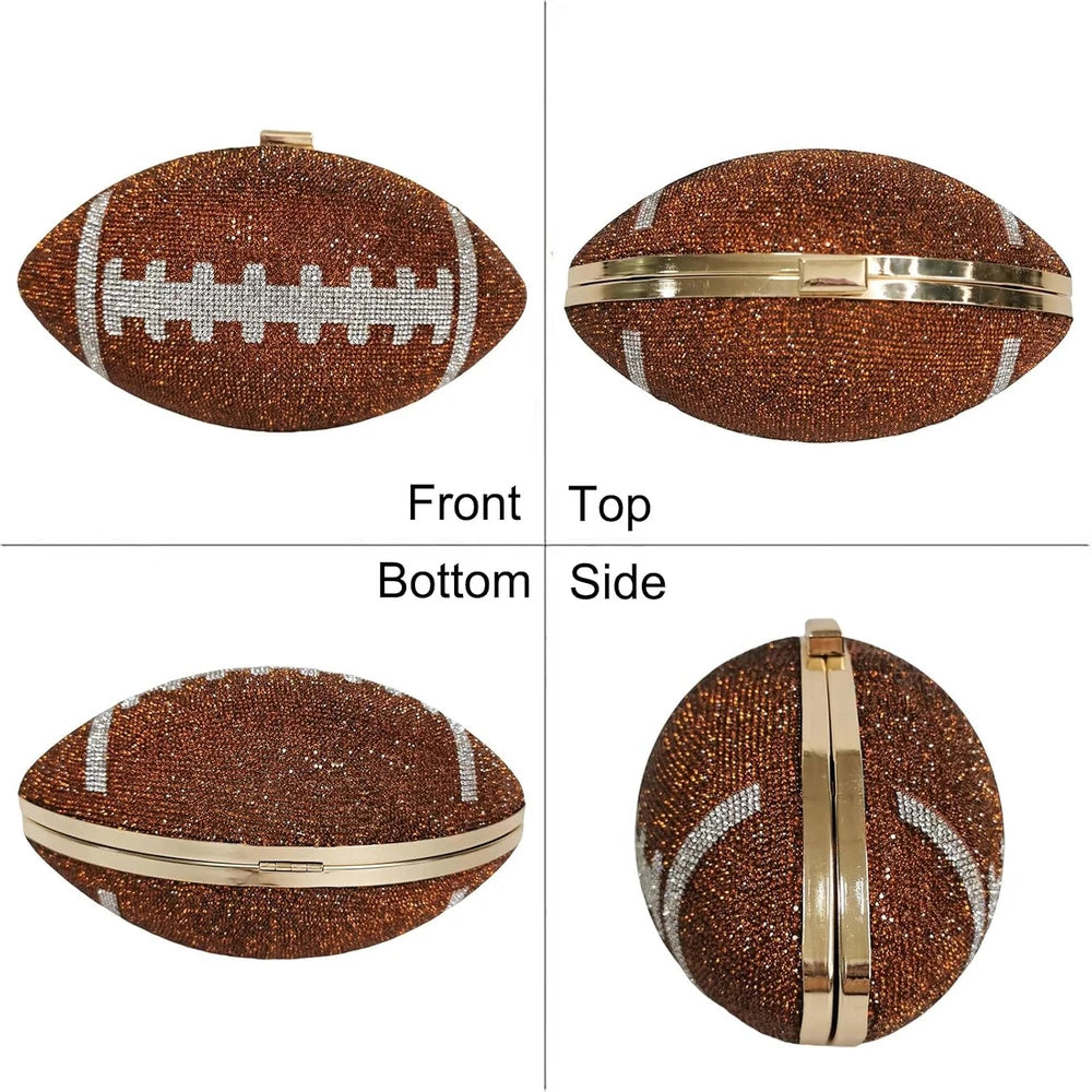 Football Shaped Rhinestone Crossbody Bag
