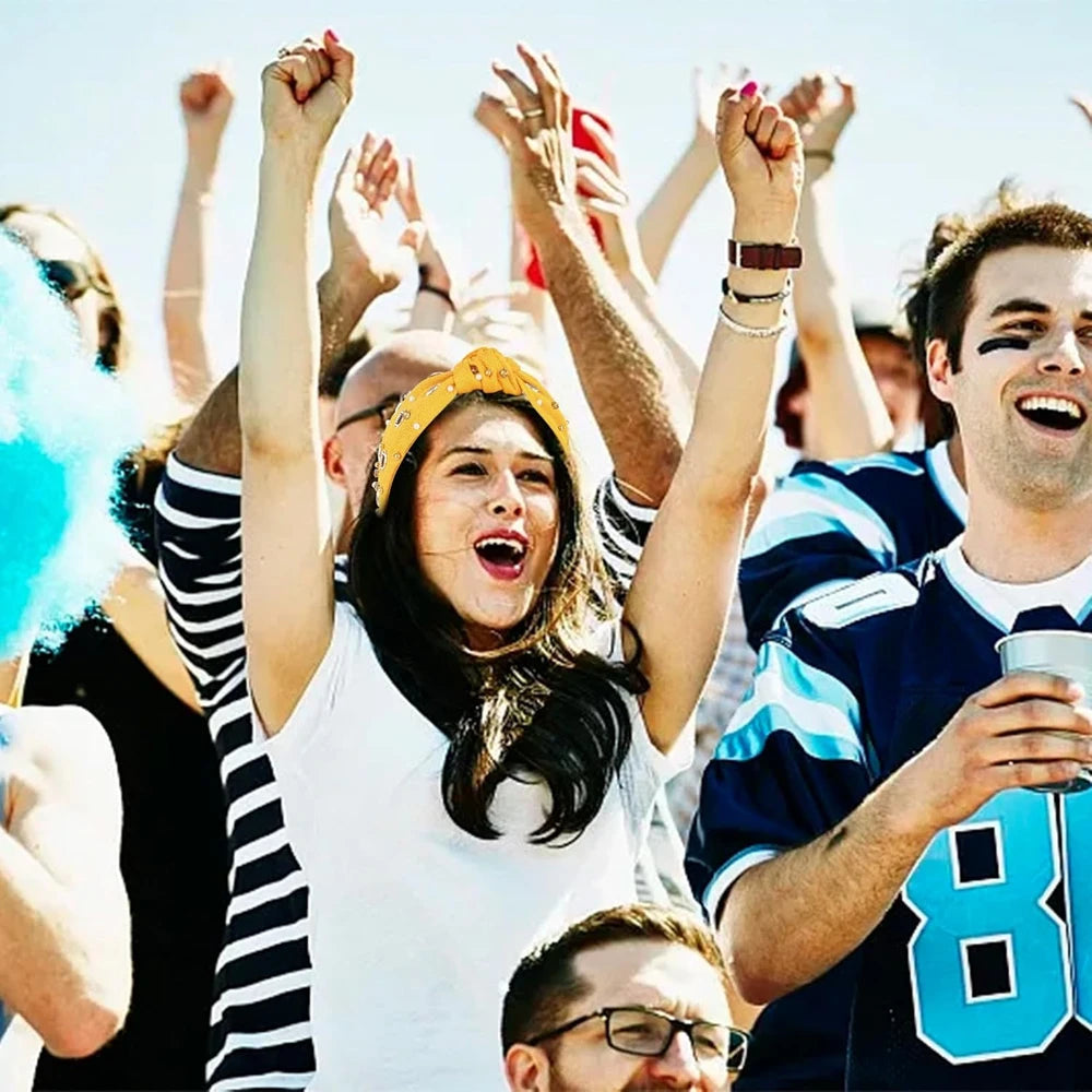 Football Rhinestone Knotted Headband