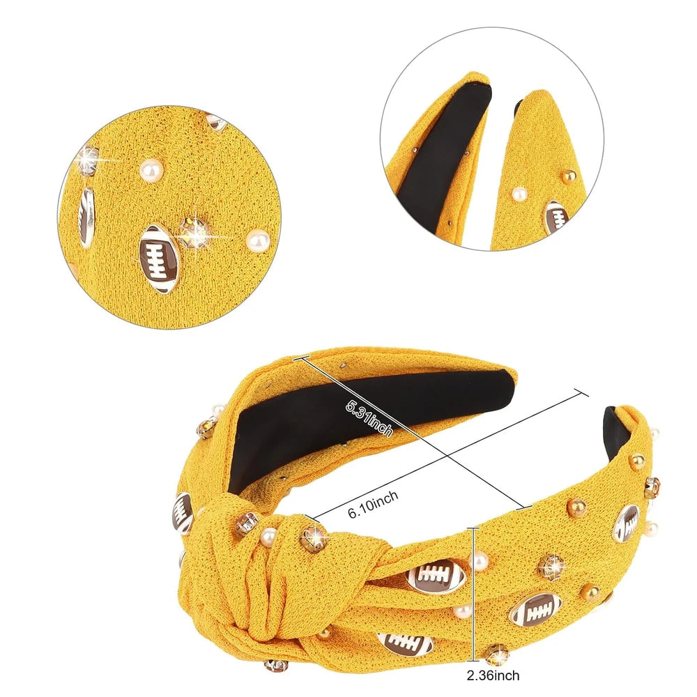 Football Rhinestone Knotted Headband