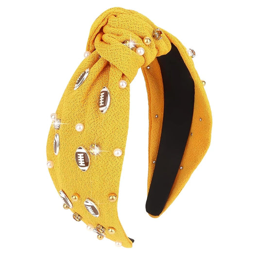 Football Rhinestone Knotted Headband