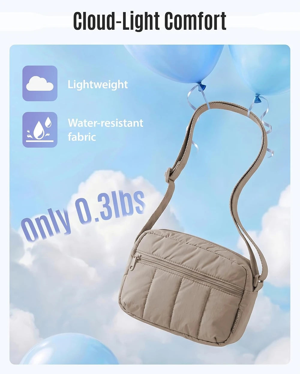 Water-Resistant Puffy Crossbody Bag