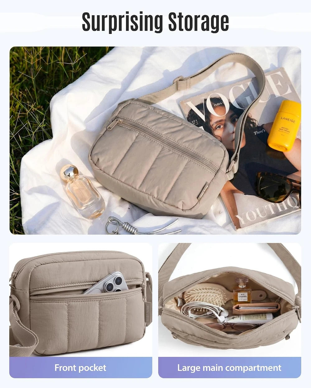 Water-Resistant Puffy Crossbody Bag