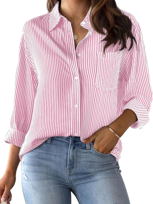CUNLIN Wrinkle-Resistant Striped Button Down Shirt
