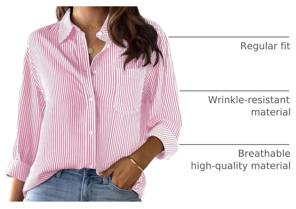 CUNLIN Wrinkle-Resistant Striped Button Down Shirt
