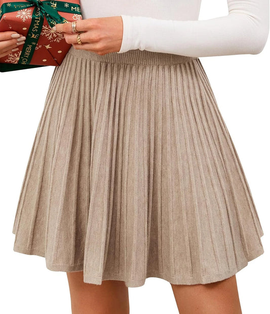 Pleated Knit Mini Skirt