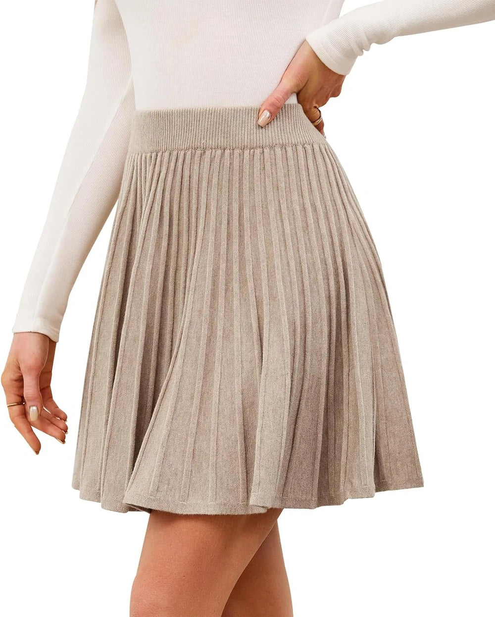 Pleated Knit Mini Skirt